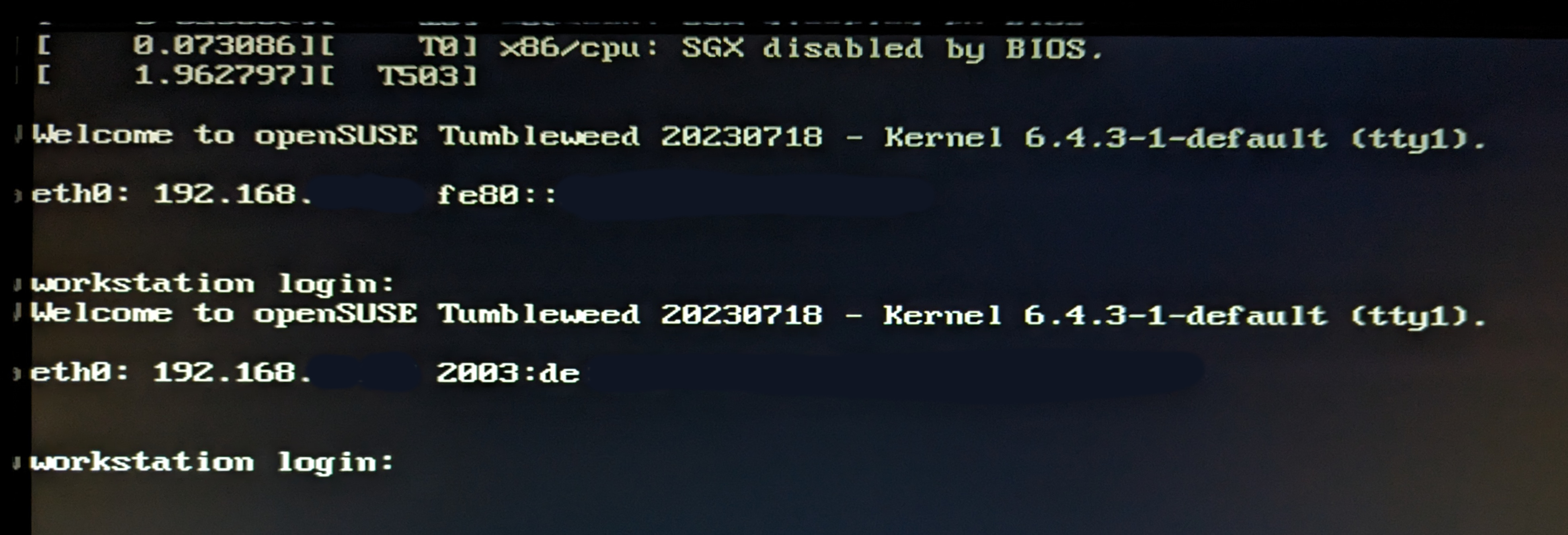 TTY Login Screen